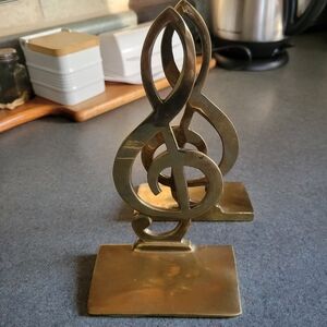 Solid Brass Treble Clef Bookends